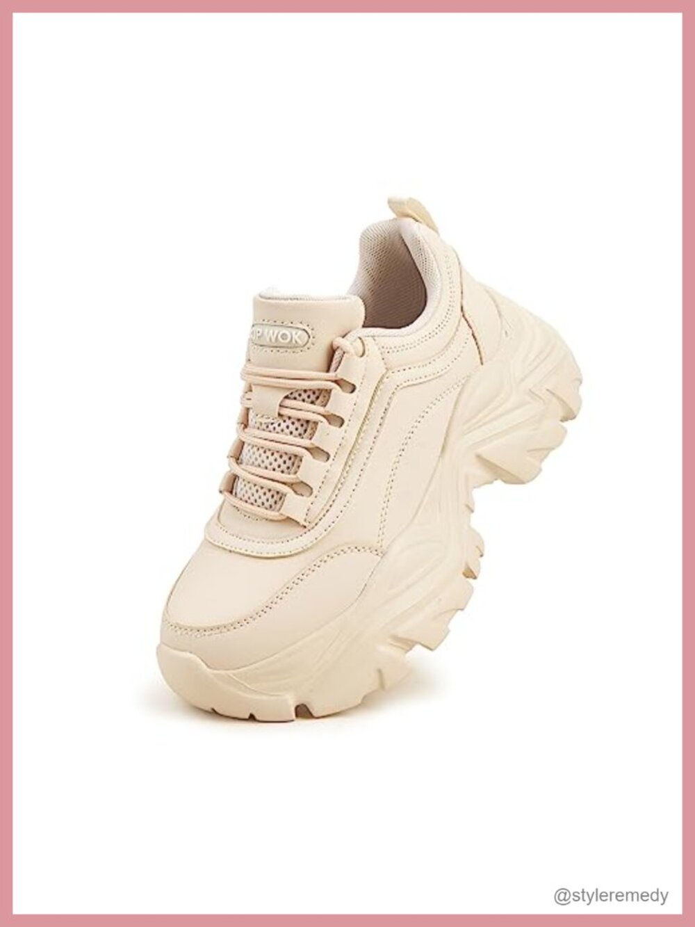 Chunky Platform Sneakers for Women, Leather & PU Comfortable Walking Shoes